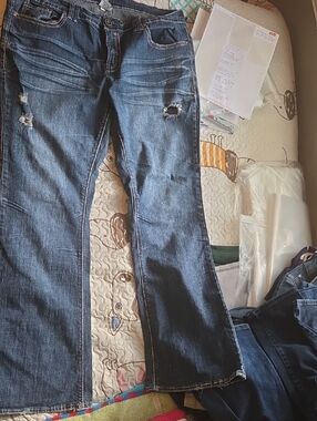 Hydraulic Women's Dark Blue Flare Jeans with Distressed Detail